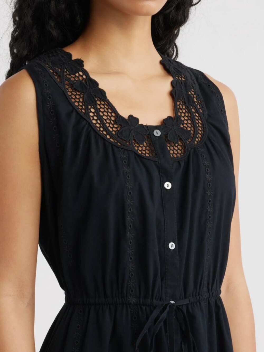 NWOT Rails Lorina Cotton Maxi Dress- Black- S- Eyelet- MSRP $288 - Picture 4 of 16